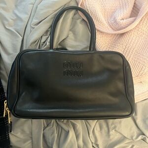 Miu Miu Black Embossed Leather Satchel